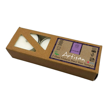 Artisan Lavender Glass Tealights 14g (Box of 3)