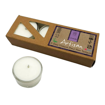 Artisan Lavender Glass Tealights 14g (Box of 3)