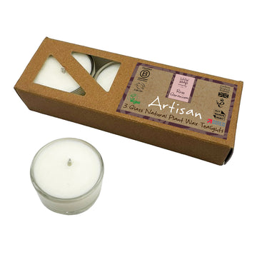 Artisan Rose Geranium Glass Tealights 14g (Box of 3)