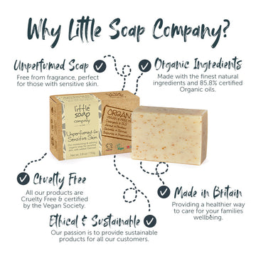 Organic Unperfumed Bar Soap with Oatmeal for Sensitive Skin 110g