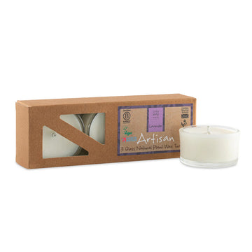 Artisan Lavender Glass Tealights (box of 3)