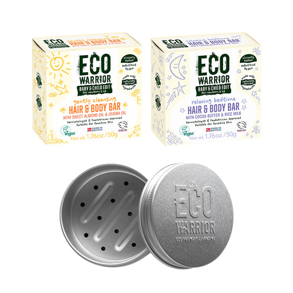 Eco Warrior Baby & Child Edit Reinigungs-Riegel – Haarshampoo & Körperseife 2-in-1, Orangenblütenduft, Vegan