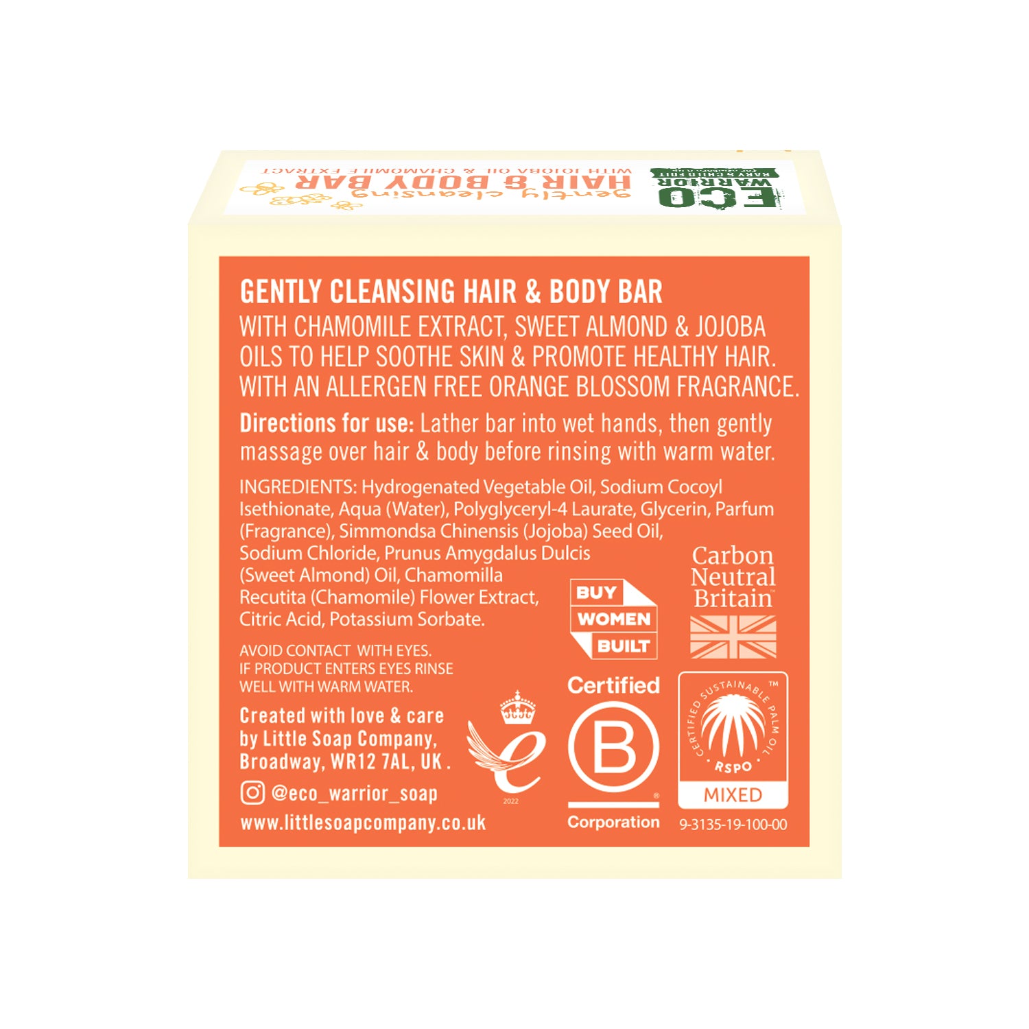 Eco Warrior Baby & Child Relaxing Bedtime Hair & Body Bar, 50 G – Vegan, Hautfreundlich